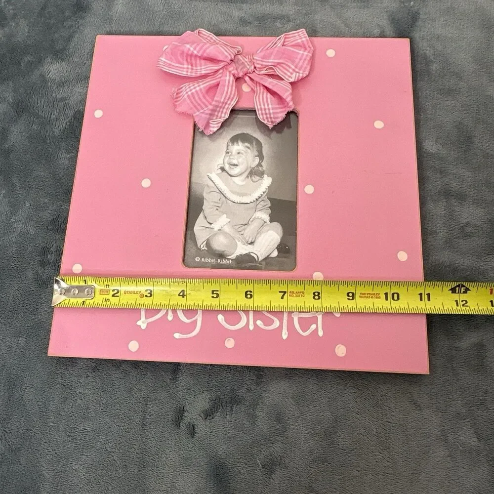 Wooden Big Sister Picture Frame Ribbit-Ribbit Pink 3x4